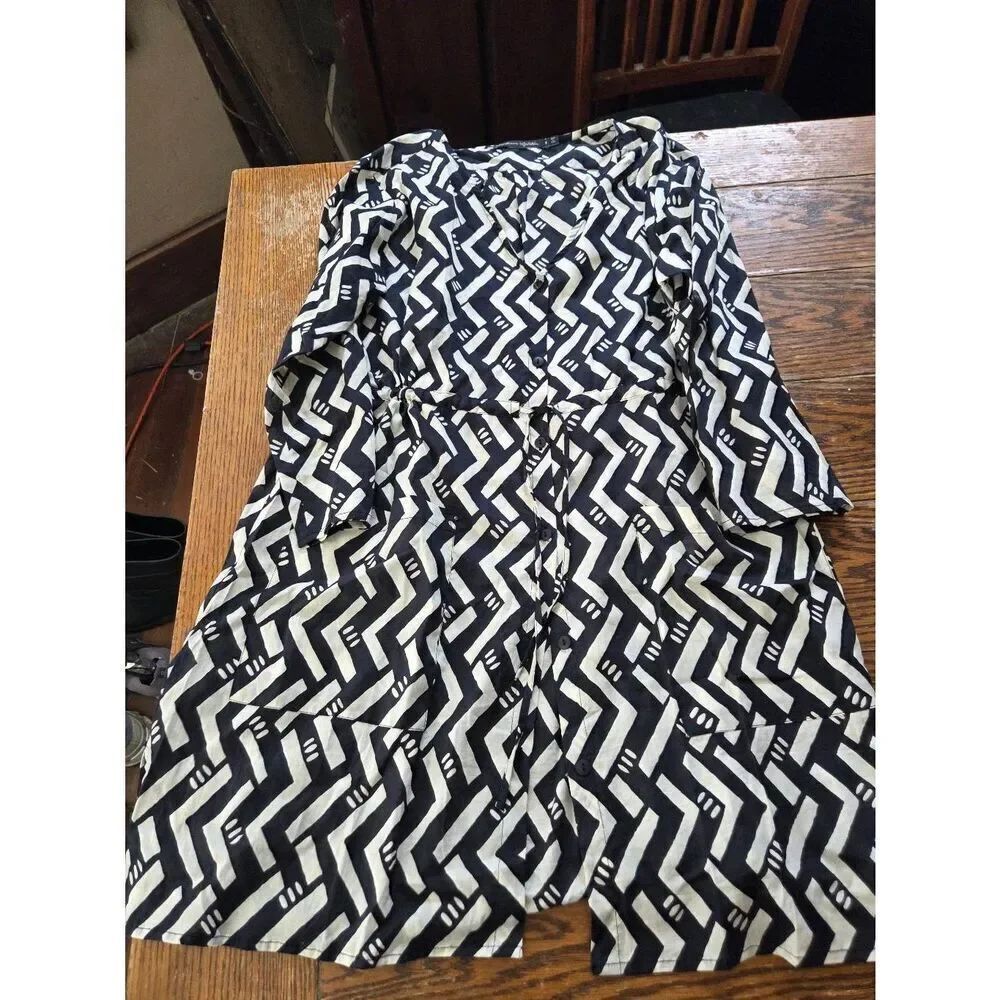 Gudrun Sjoden Black&white patterned dress sz Small